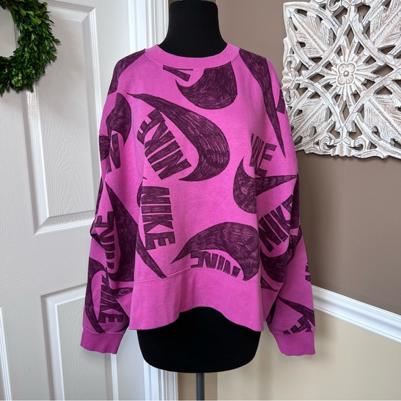 ⭐️ NIKE SWOOSH ICON CLASH SWEATSHIRT PLUS SIZES 2X,  PINK, - Picture 2 of 12